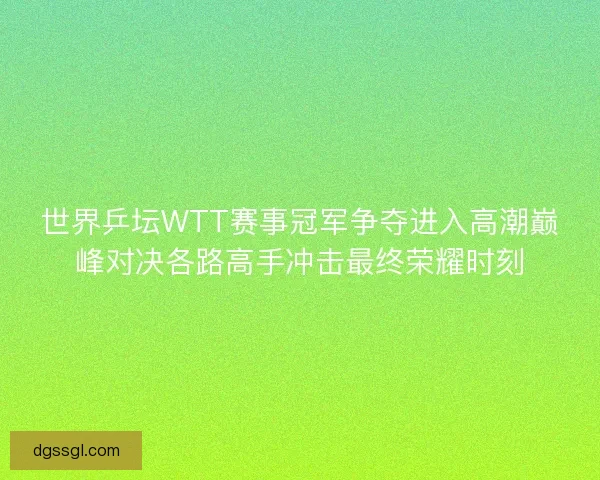 世界乒坛WTT赛事冠军争夺进入高潮巅峰对决各路高手冲击最终荣耀时刻