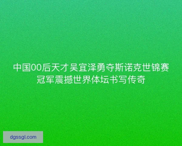 中国00后天才吴宜泽勇夺斯诺克世锦赛冠军震撼世界体坛书写传奇